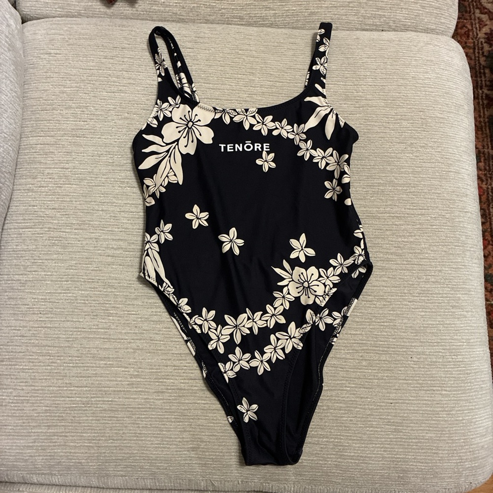 Black Floral Women Swim One Piece